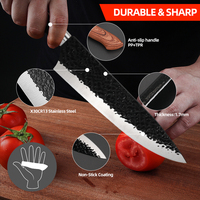 Zestaw noży kuchennych ze stali nierdzewnej 6 sztuk kute Chef nóż nożyczki obierak ceramiczny rzeźba nóż do parowania Cleaver noże Gift Case 5